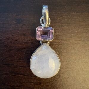 Moonstone & Amethyst Sterling Silver Pendant